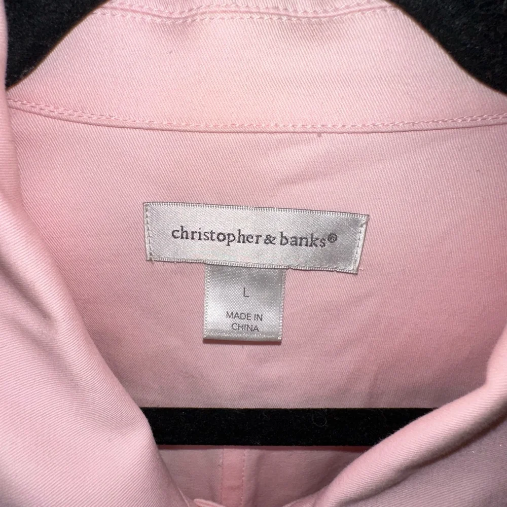Women's Christopher & Banks Pink Button Down Jacket Size L - Picture 4 of 7